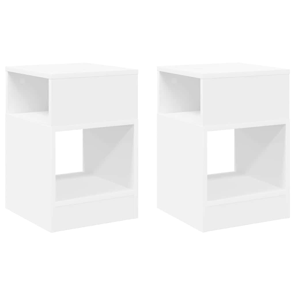 vidaXL End Table 2 pcs Λευκό 30,5 x 30 x 45 εκ Επεξεργασμένο ξύλο