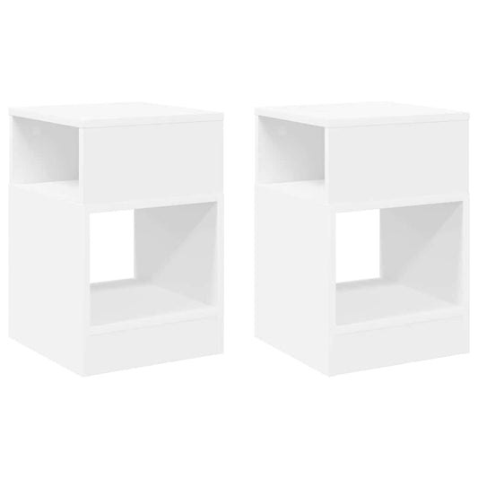 vidaXL End Table 2 pcs Λευκό 30,5 x 30 x 45 εκ Επεξεργασμένο ξύλο