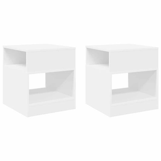 vidaXL End Table 2 pcs Λευκό 40,5 x 40 x 45 εκ Επεξεργασμένο ξύλο