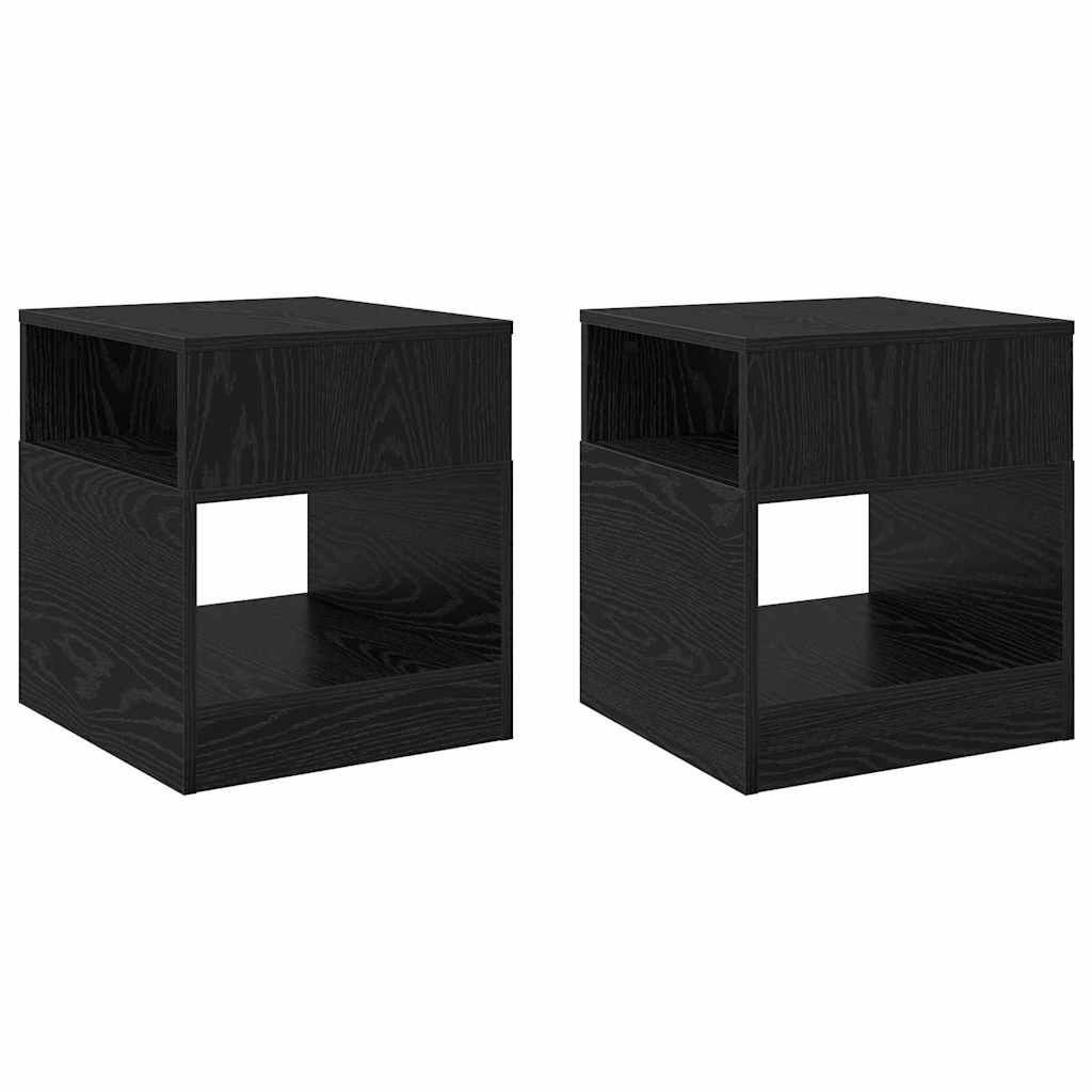 vidaXL End Table 2 pcs Μαύρη Οξυά 40,5 x 40 x 45 εκ Επεξεργασμένο ξύλο