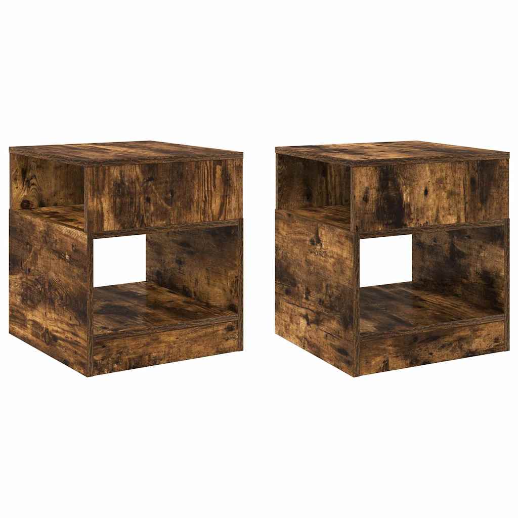 vidaXL End Table 2 pcs Καπνιστό Δρύς 40,5 x 40 x 45 εκ