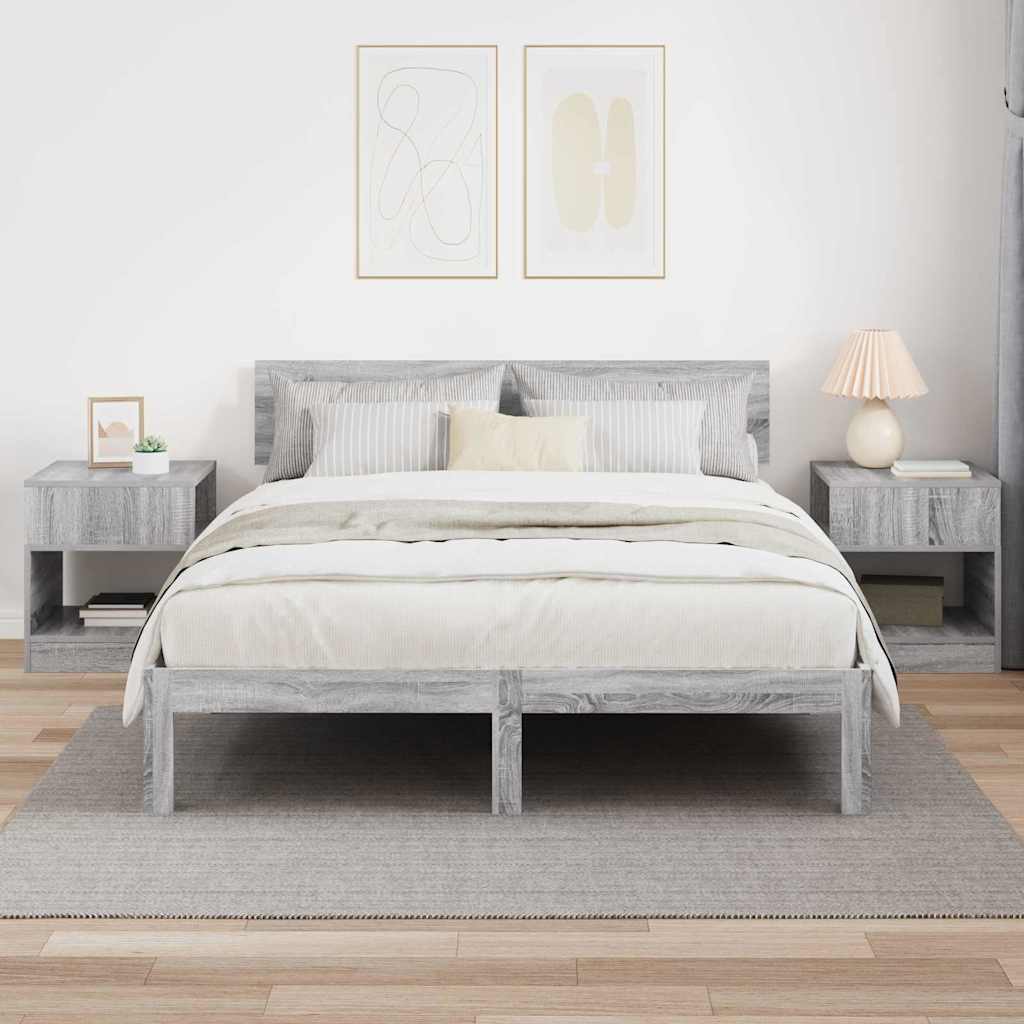vidaXL End Table 2 pcs Γκρίζο Σονομα 40,5 x 40 x 45 εκ