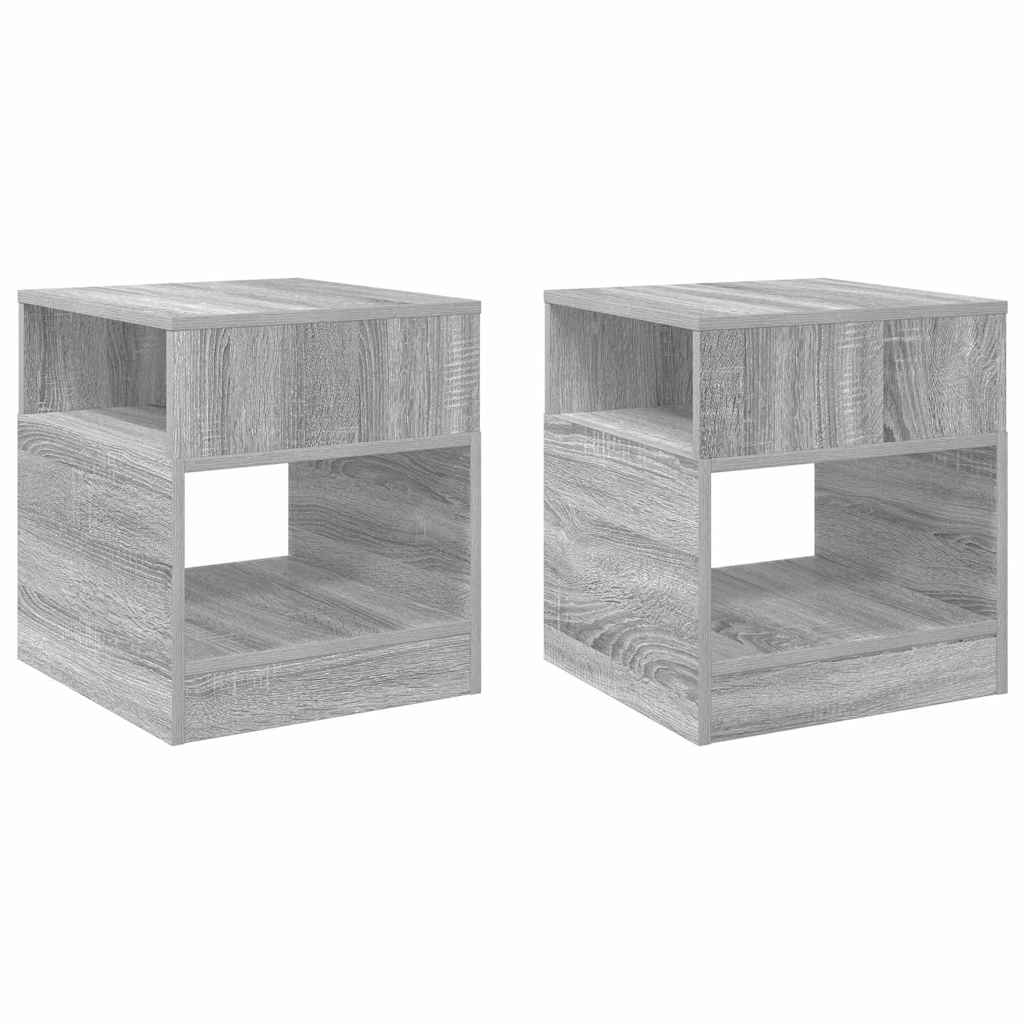 vidaXL End Table 2 pcs Γκρίζο Σονομα 40,5 x 40 x 45 εκ