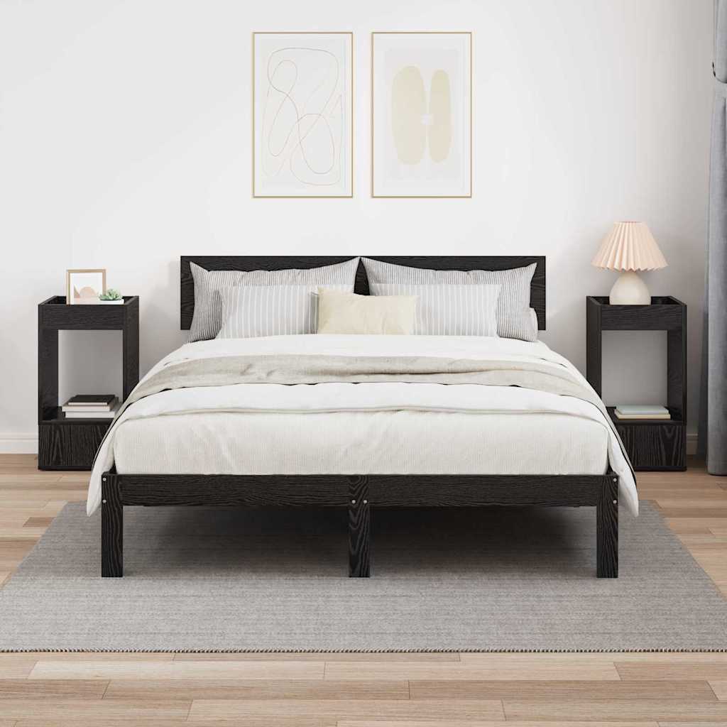 vidaXL End Table 2 pcs Μαύρη Οξυά 30 x 30 x 56 εκ. Επεξεργασμένο ξύλο