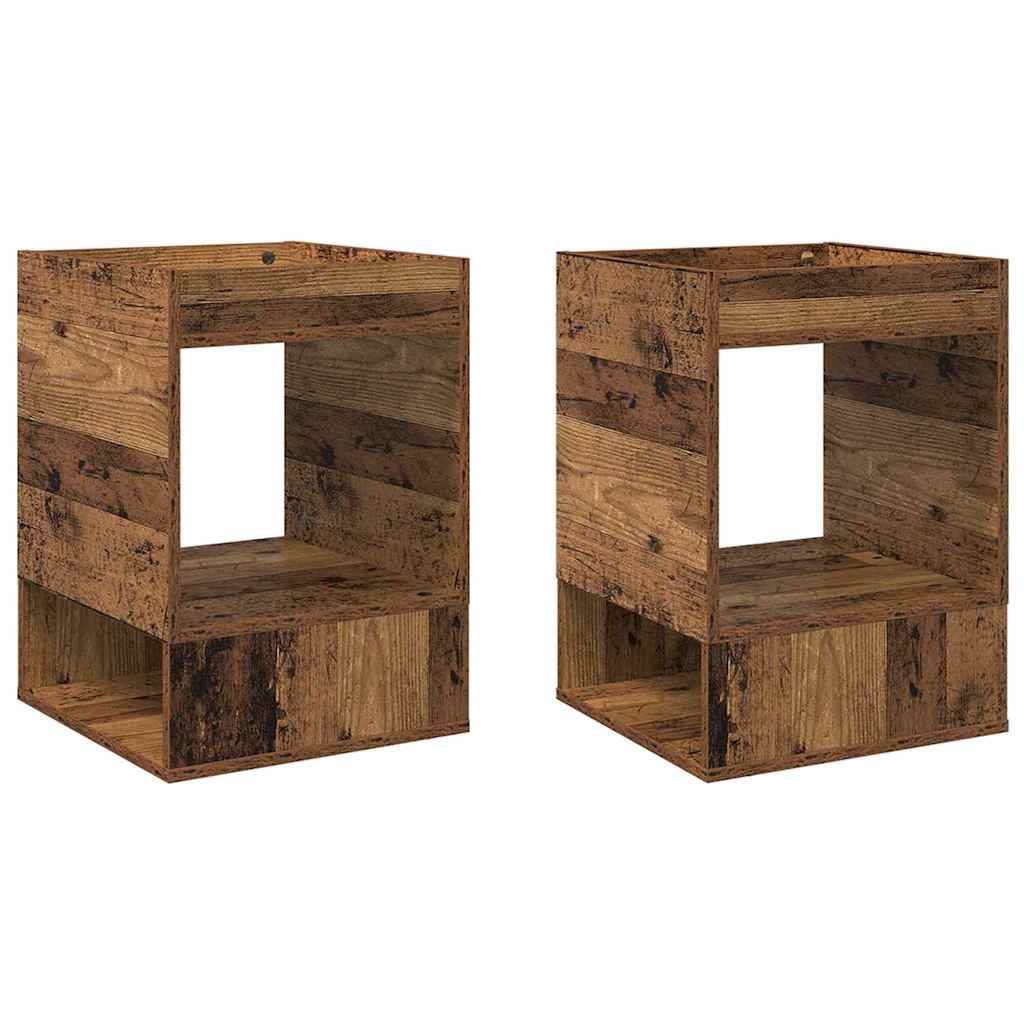 vidaXL End Table 2 pcs Παλιό ξύλο 40 x 40 x 56 εκ. Επεξεργασμένο ξύλο