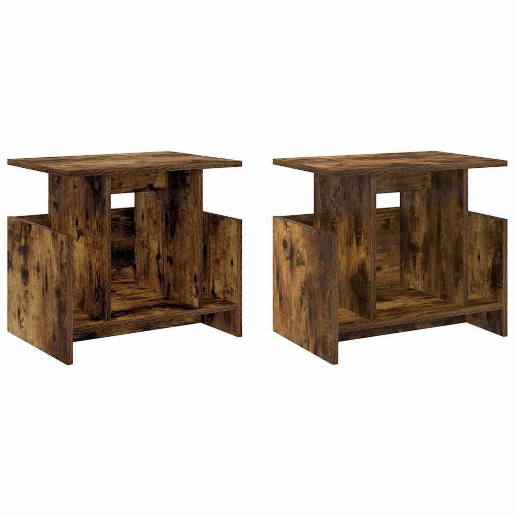 vidaXL Βάση TV 2 pcs Καπνιστό Δρύς 50 x 35 x 45 cm Επεξεργασμένο ξύλο