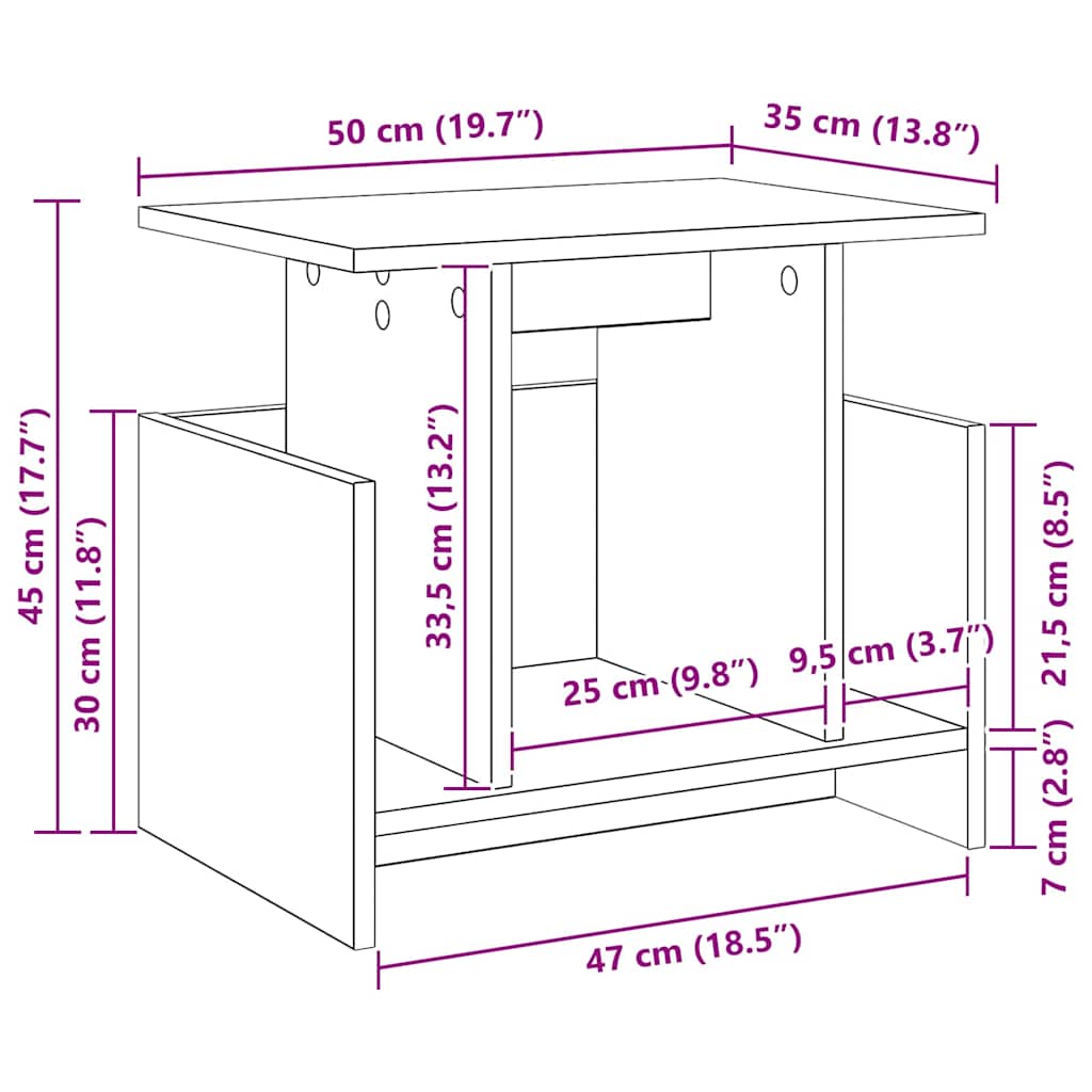 vidaXL Βάση TV Artisan Oak 50 x 35 x 45 cm Επεξεργασμένο ξύλο