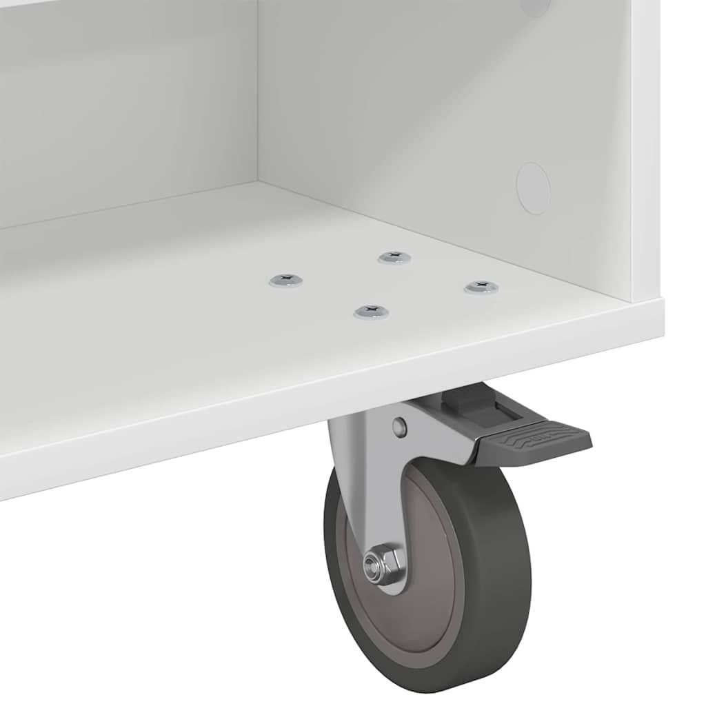 vidaXL Κομοδίνο με τροχούς Λευκό 90 x 50 x 30 cm Επεξεργασμένο ξύλο