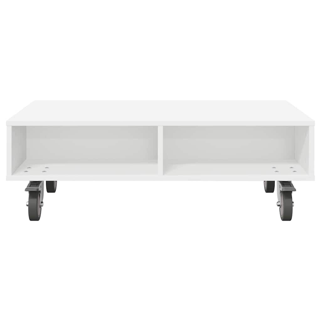 vidaXL Κομοδίνο με τροχούς Λευκό 90 x 50 x 30 cm Επεξεργασμένο ξύλο