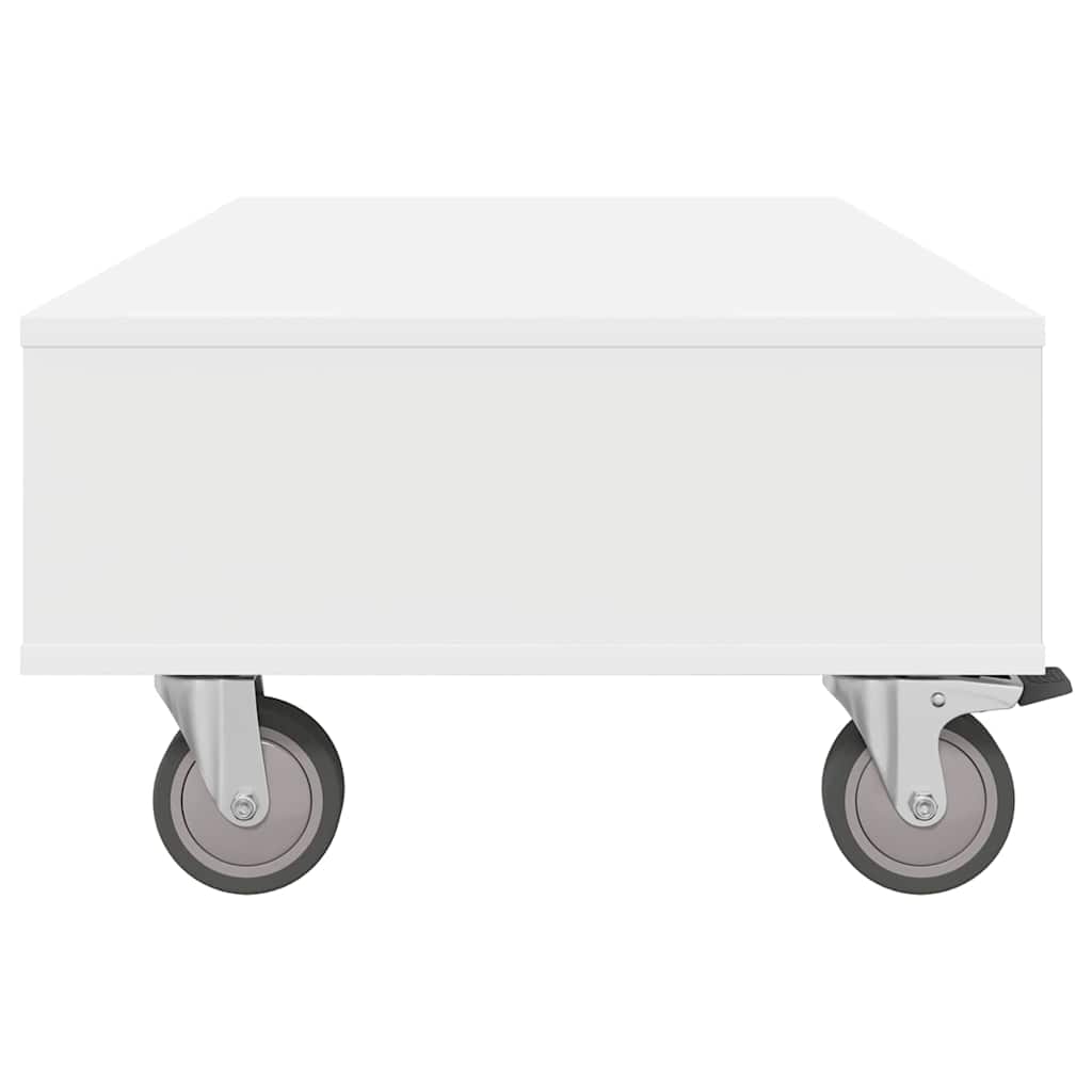 vidaXL Κομοδίνο με τροχούς Λευκό 90 x 50 x 30 cm Επεξεργασμένο ξύλο