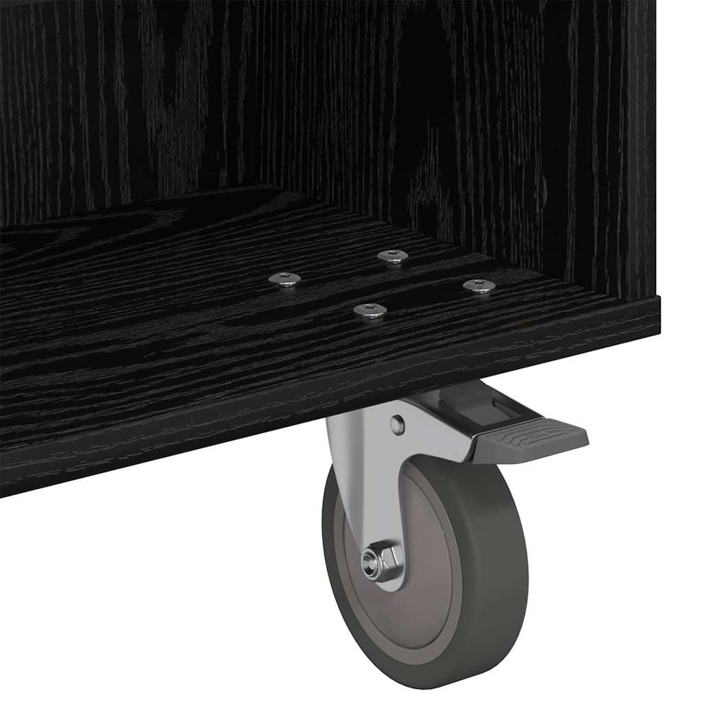 vidaXL Κομοδίνο με τροχούς Μαύρη Οξυά 90 x 50 x 30 cm