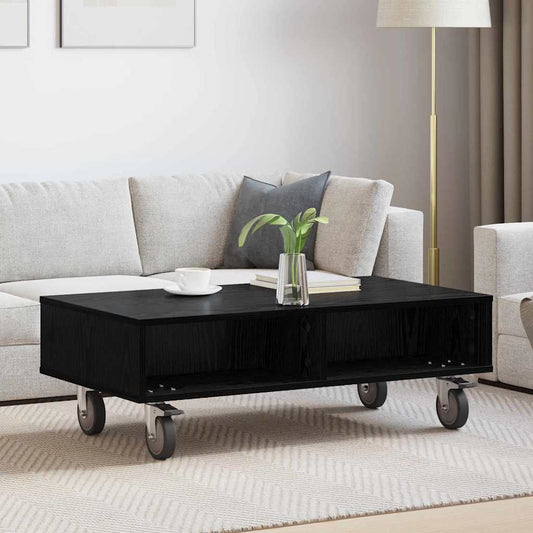 vidaXL Κομοδίνο με τροχούς Μαύρη Οξυά 90 x 50 x 30 cm