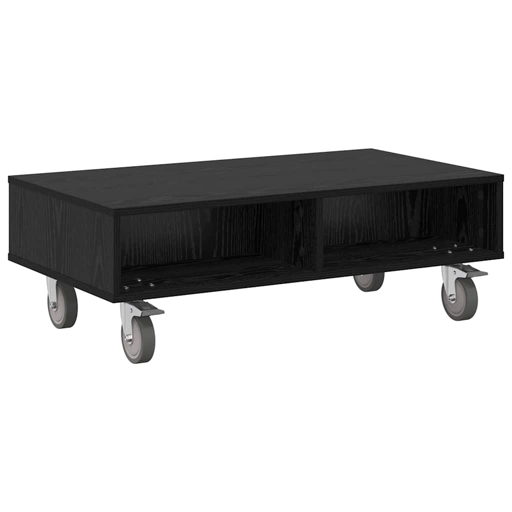 vidaXL Κομοδίνο με τροχούς Μαύρη Οξυά 90 x 50 x 30 cm