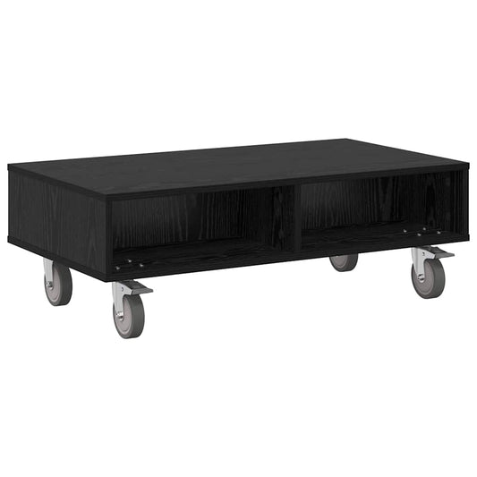 vidaXL Κομοδίνο με τροχούς Μαύρη Οξυά 90 x 50 x 30 cm