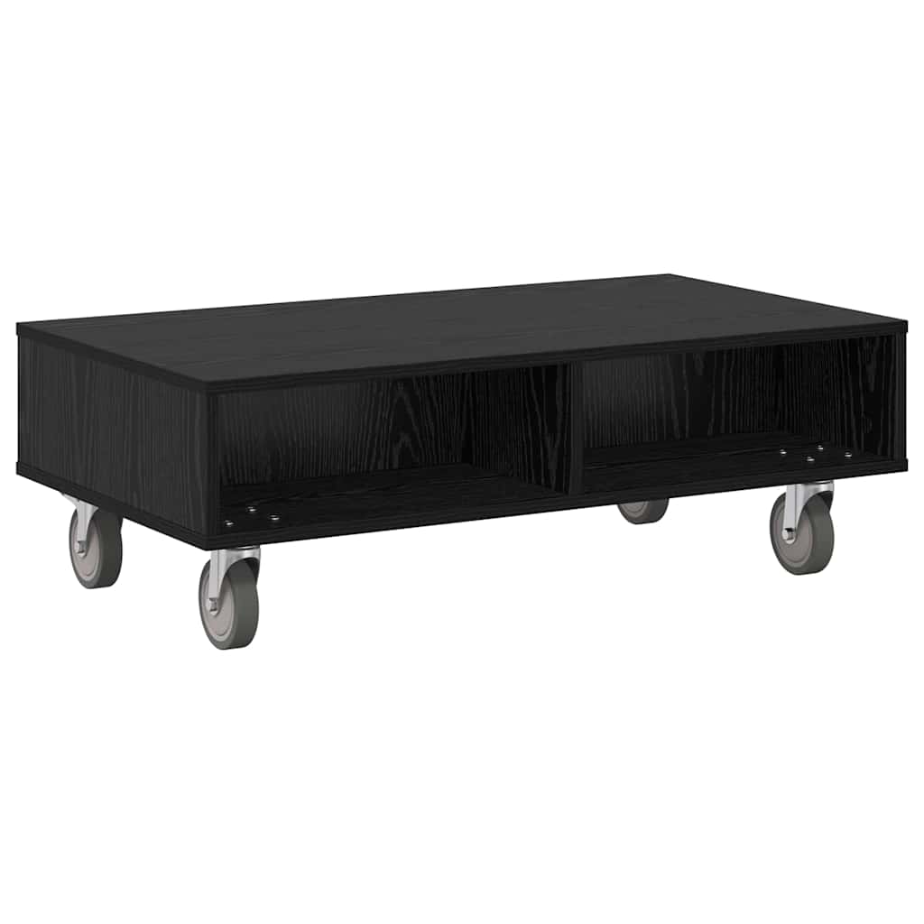 vidaXL Κομοδίνο με τροχούς Μαύρη Οξυά 90 x 50 x 30 cm