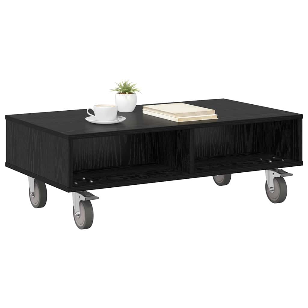 vidaXL Κομοδίνο με τροχούς Μαύρη Οξυά 90 x 50 x 30 cm