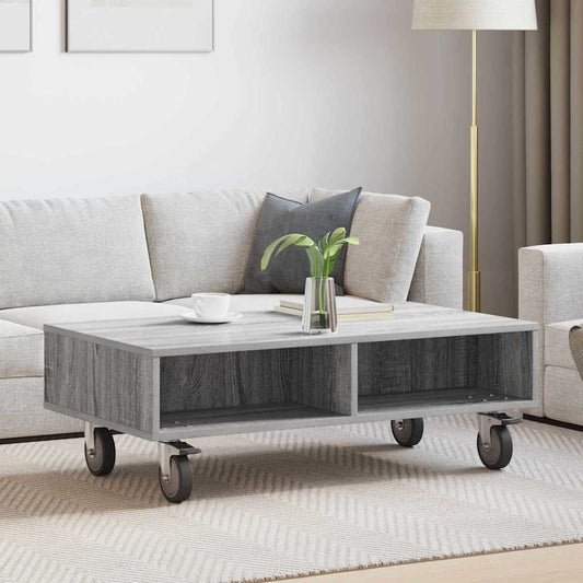 vidaXL Κομοδίνο με τροχούς Γκρίζο Σονομα 90 x 50 x 30 cm