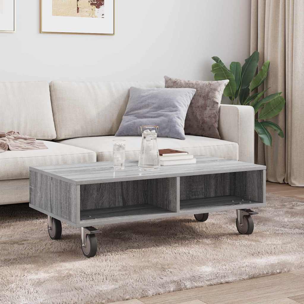 vidaXL Κομοδίνο με τροχούς Γκρίζο Σονομα 90 x 50 x 30 cm