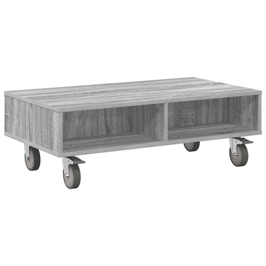 vidaXL Κομοδίνο με τροχούς Γκρίζο Σονομα 90 x 50 x 30 cm
