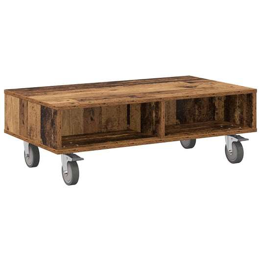 vidaXL Κομοδίνο με τροχούς Παλιό ξύλο 90 x 50 x 30 cm