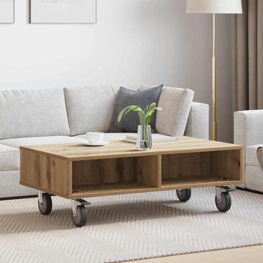 vidaXL Κομοδίνο με τροχούς Artisan Oak 90 x 50 x 30 cm
