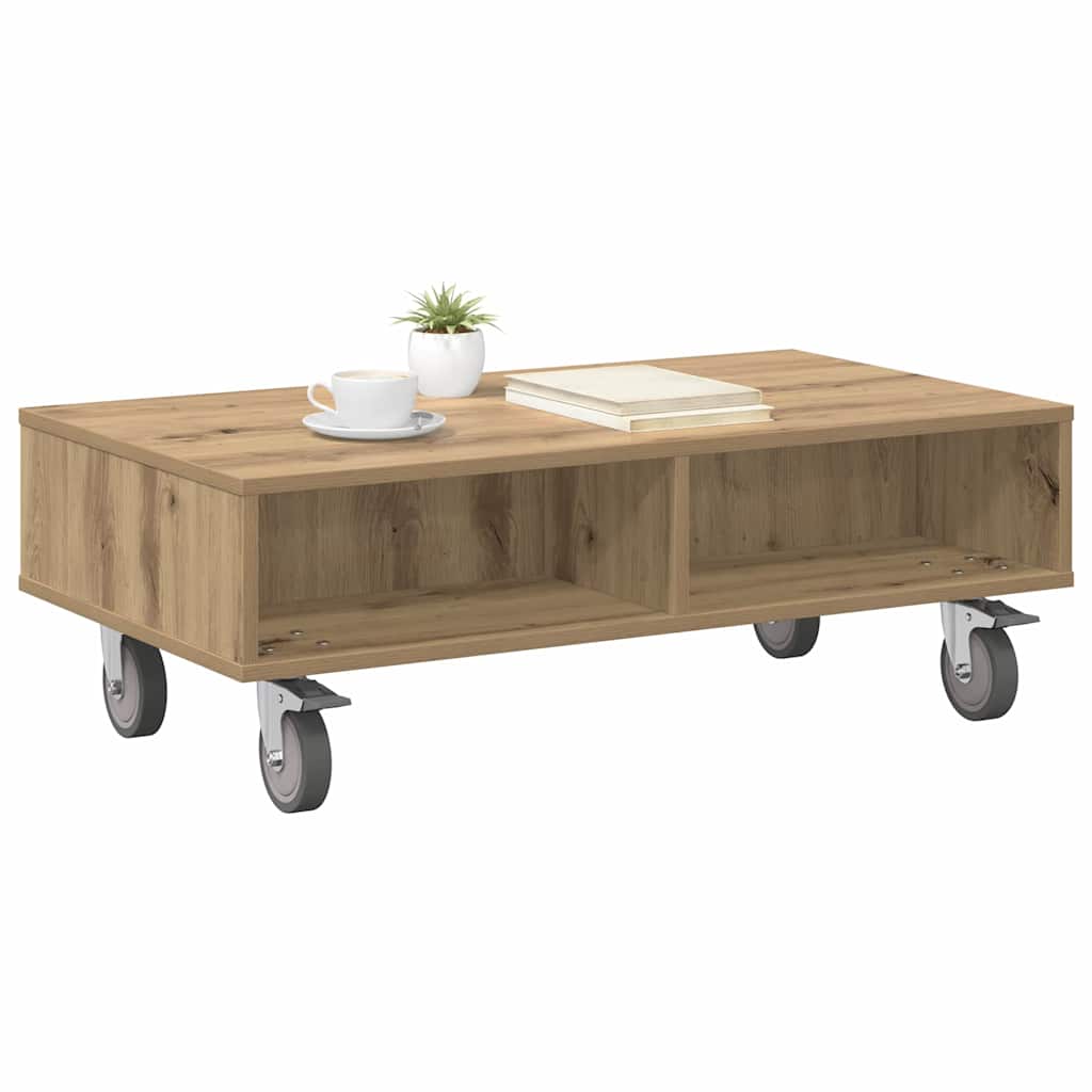 vidaXL Κομοδίνο με τροχούς Artisan Oak 90 x 50 x 30 cm