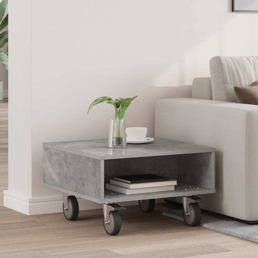 vidaXL Κομοδίνο με τροχούς Σκυρόδεμα Γκρι 50,5 x 50 x 30 εκ