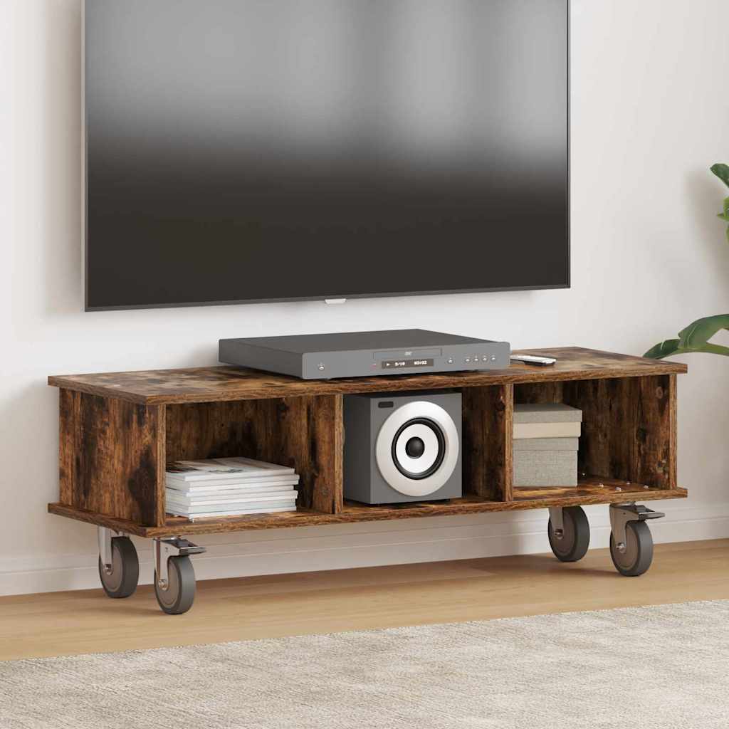 vidaXL Βάση TV 100 x 35 x 35 εκ Καπνιστό Δρύς Επεξεργασμένο Ξύλο