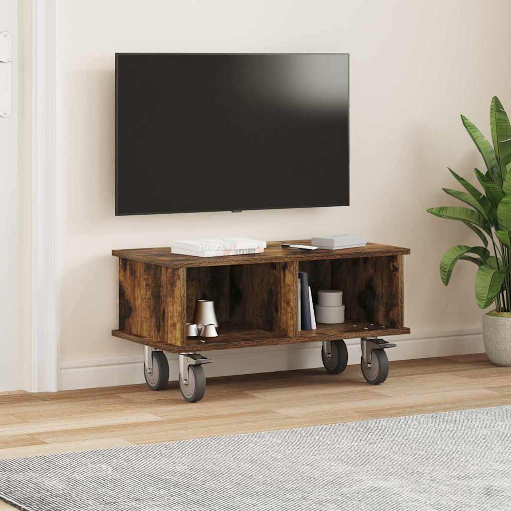 vidaXL Βάση TV 68,5 x 35 x 35 εκ Καπνιστό Δρύς Επεξεργασμένο Ξύλο