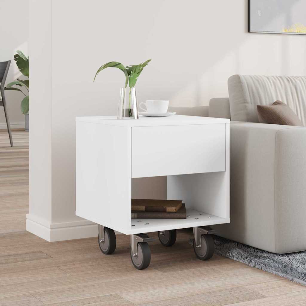 vidaXL Κομοδίνο Λευκό 40,5 x 40 x 48 εκ. Επεξεργασμένο Ξύλο