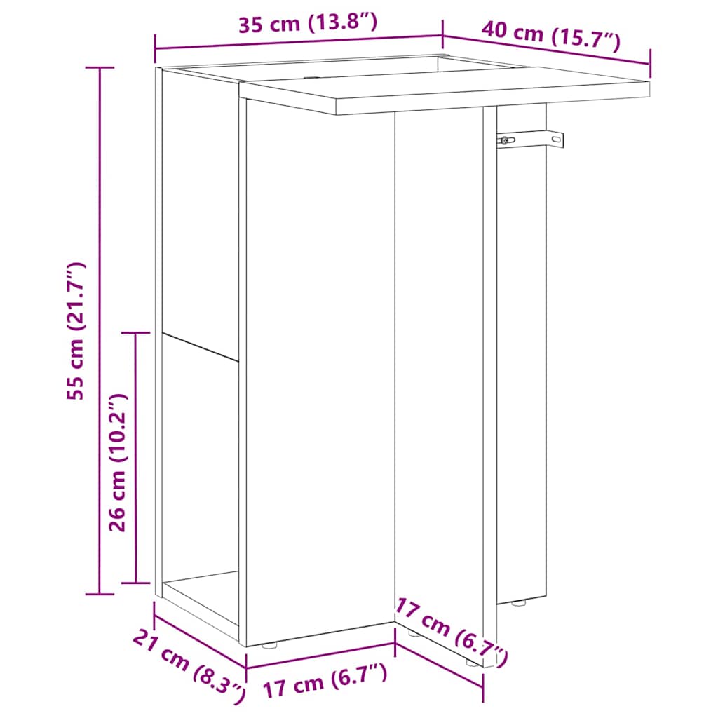 vidaXL End Table Μαύρη Οξυά 35 x 40 x 55 εκ. Επεξεργασμένο ξύλο