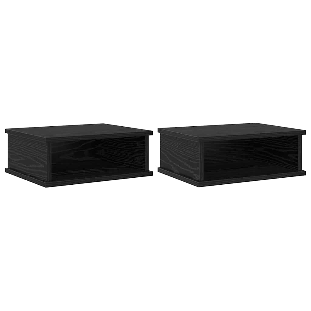 vidaXL Κομοδίνο 2 pcs Μαύρη Οξυά 40 x 31 x 15 εκ Επεξεργασμένο ξύλο