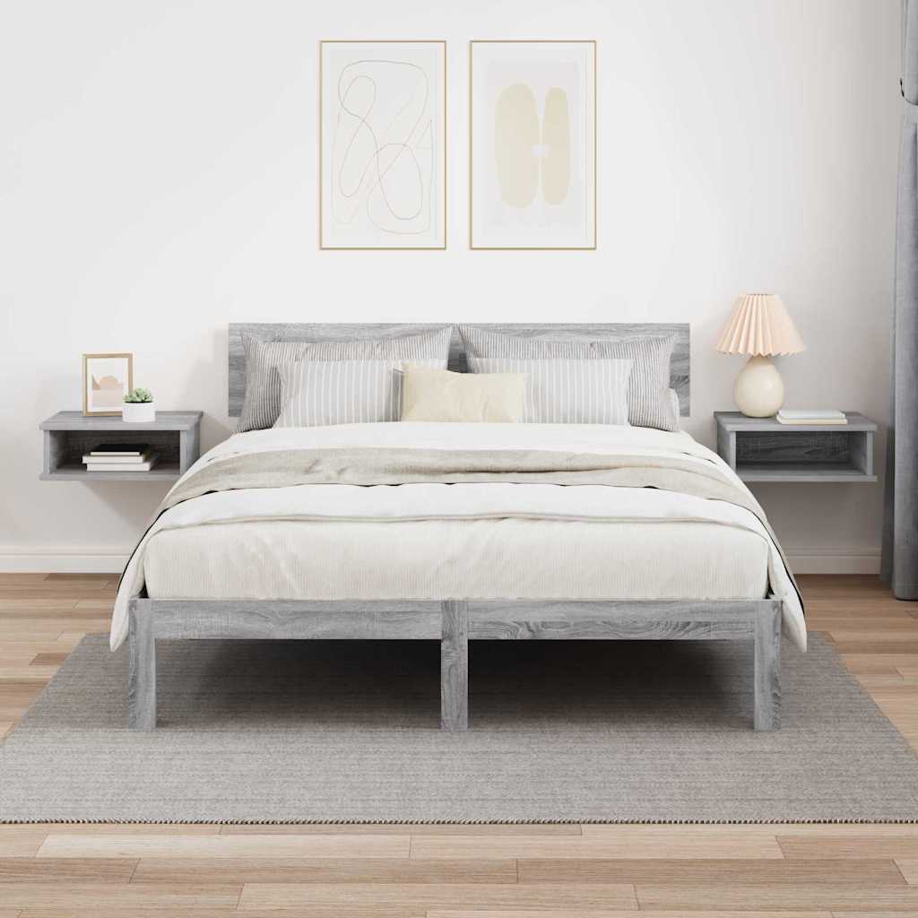 vidaXL Κομοδίνο 2 pcs Γκρίζο Σονομα 40 x 31 x 15 εκ Επεξεργασμένο ξύλο
