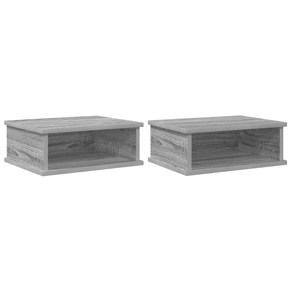 vidaXL Κομοδίνο 2 pcs Γκρίζο Σονομα 40 x 31 x 15 εκ Επεξεργασμένο ξύλο