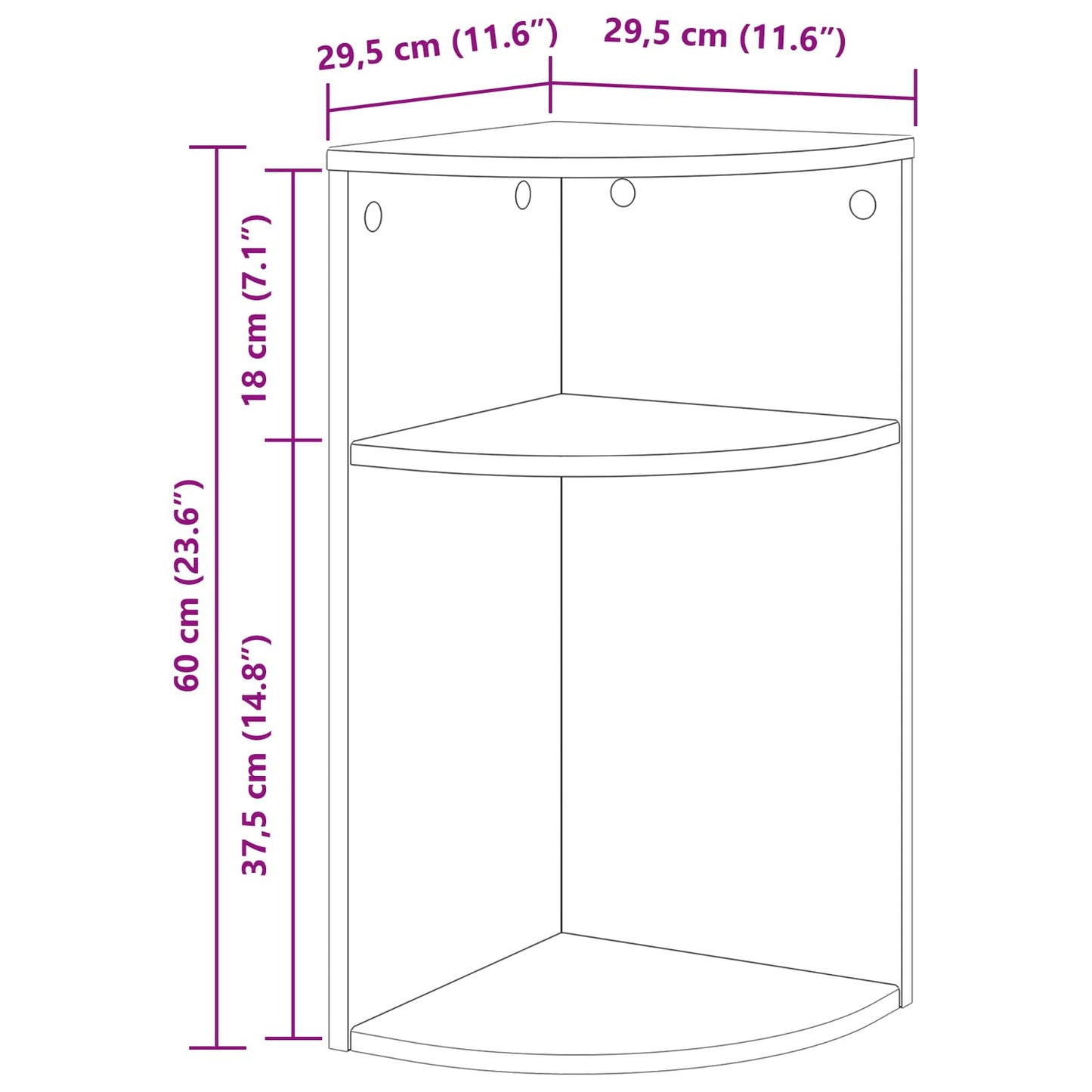 vidaXL End Table 29,5 x 29,5 x 60 cm Επεξεργασμένο Ξύλο