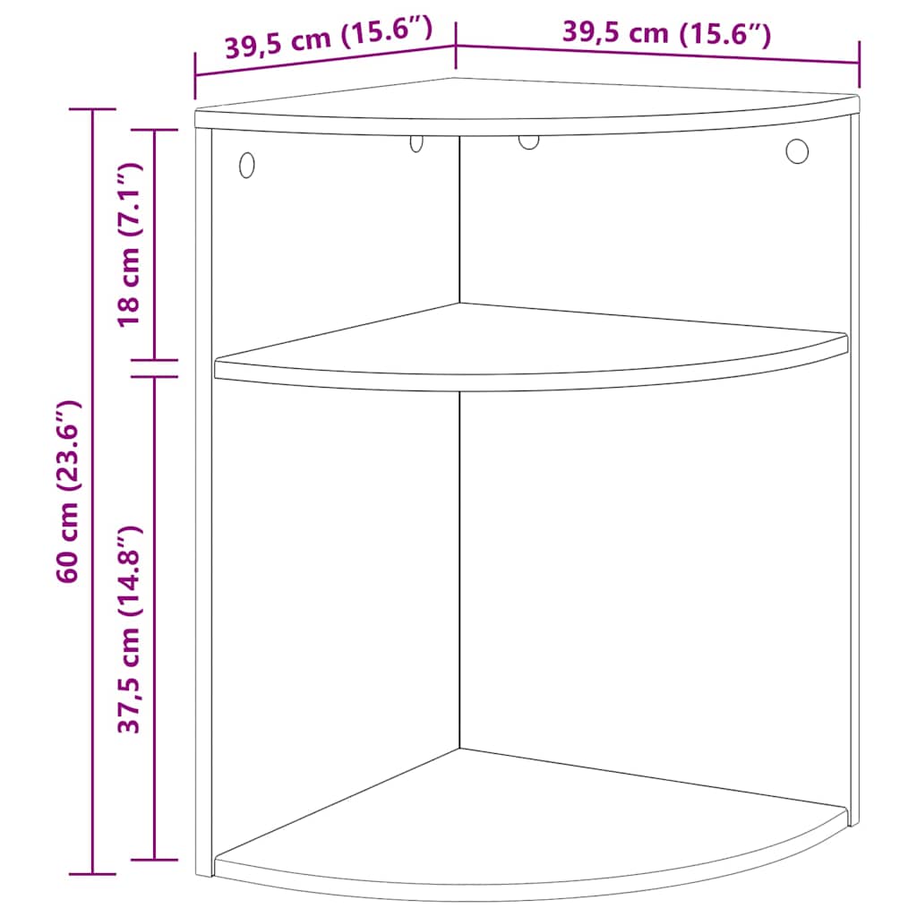 vidaXL End Table Γκρίζο Σονομα 39,7 x 39,7 x 60 εκ Επεξεργασμένο ξύλο