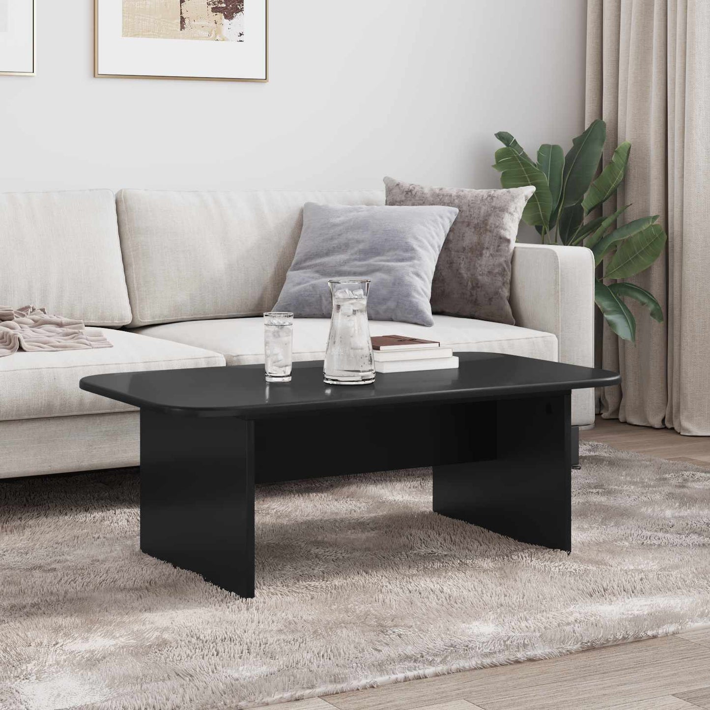 vidaXL Τραπεζάκι σαλονιού Μαύρο 93 x 53 x 33 εκ Επεξεργασμένο ξύλο