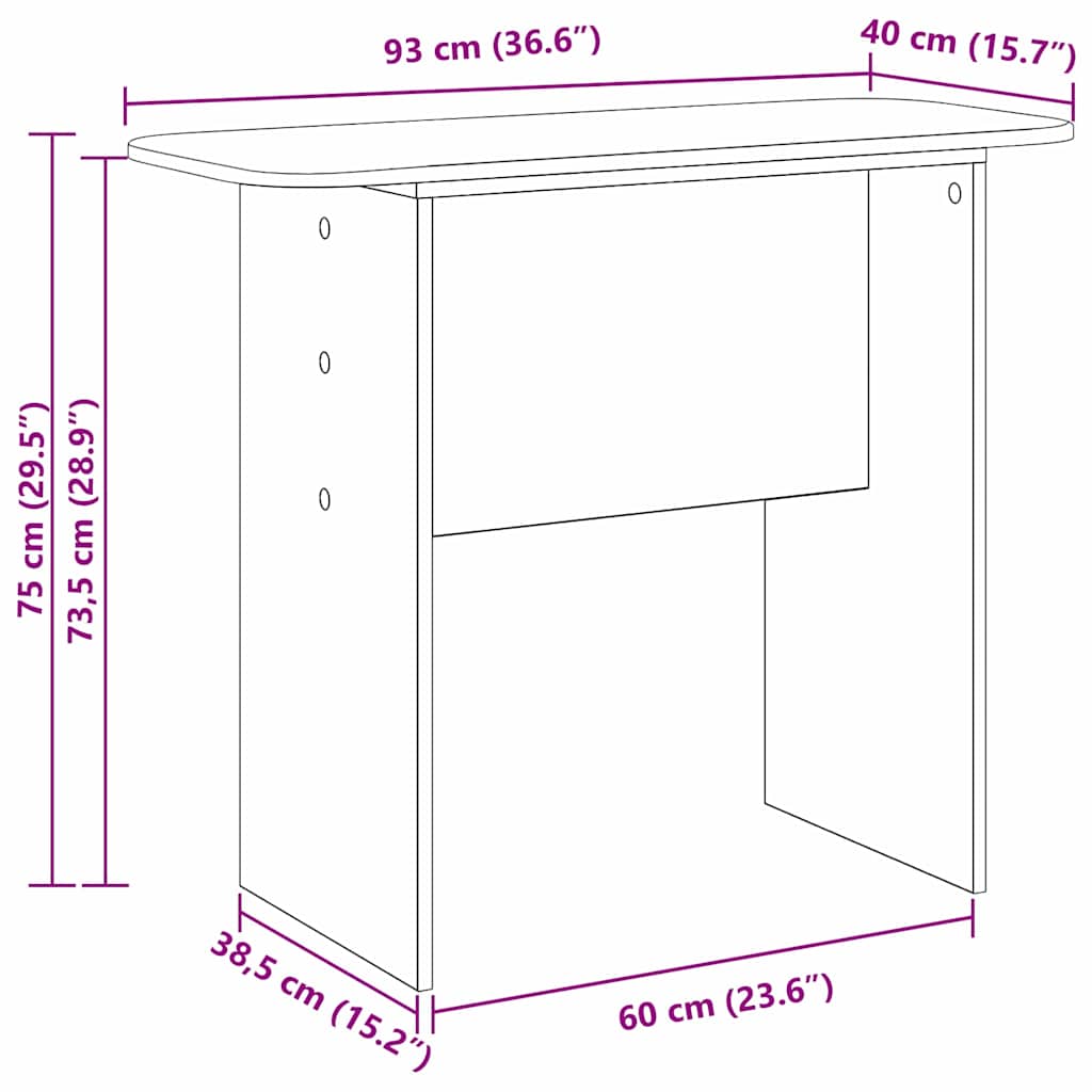 vidaXL Τραπέζι κονσόλας Γκρίζο Σονομα 93 x 40 x 75 εκ