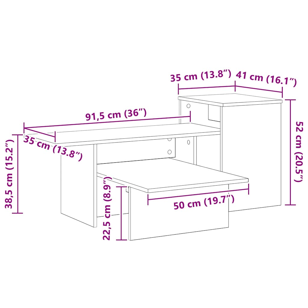 vidaXL Τραπέζι κονσόλας Δρύς Sonoma 91,5 x 35 x 38,5 εκ