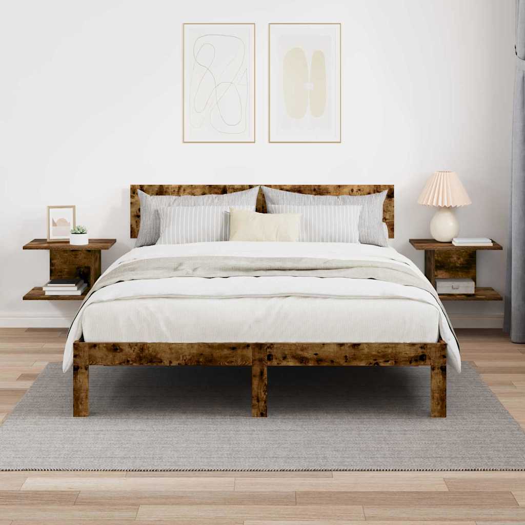 vidaXL Κομοδίνο 2 τμχ. Καπνιστό Δρύς 40 x 30 x 25 εκ