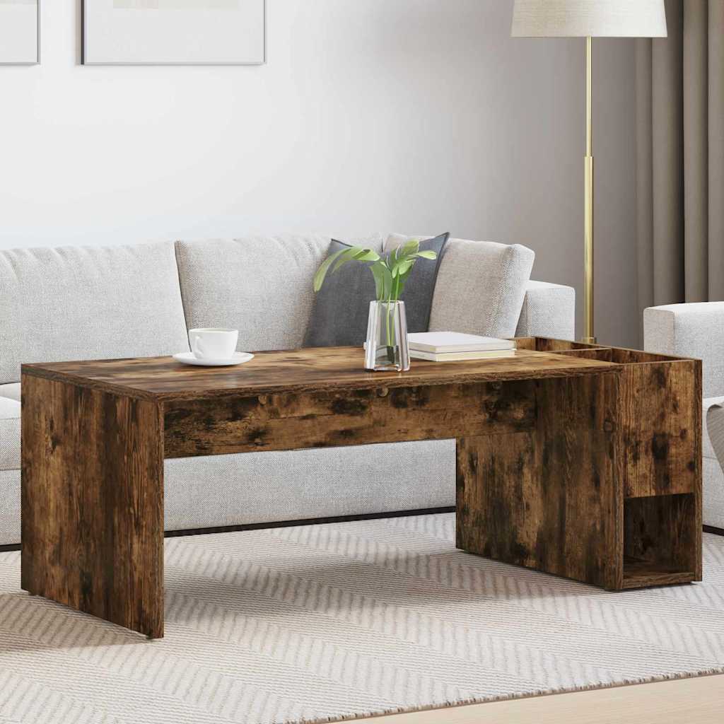 vidaXL Τραπεζάκι σαλονιού Καπνιστό Δρύς 101,5 x 50 x 37 εκ.