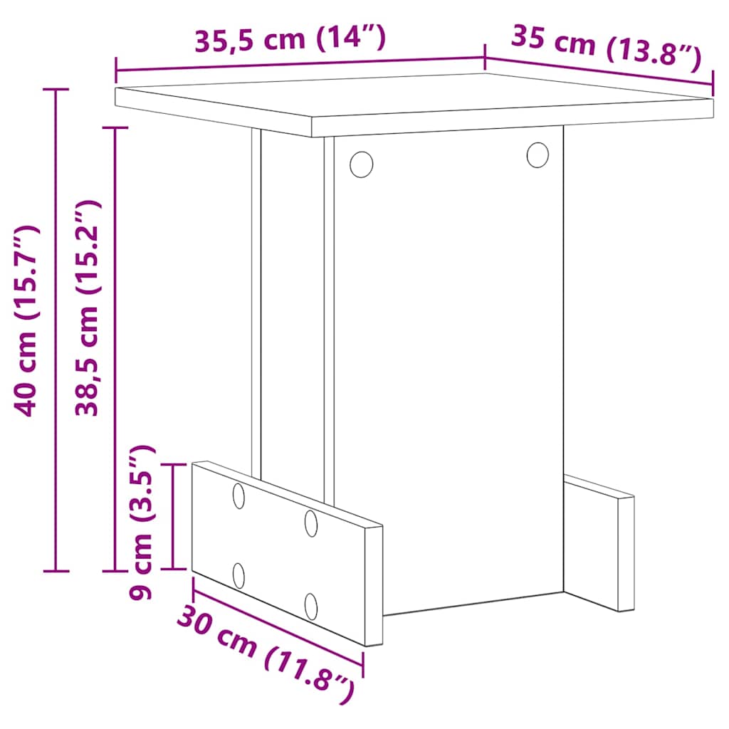 vidaXL End Table Artisan Oak 35,5 x 35 x 40 εκ Επεξεργασμένο ξύλο