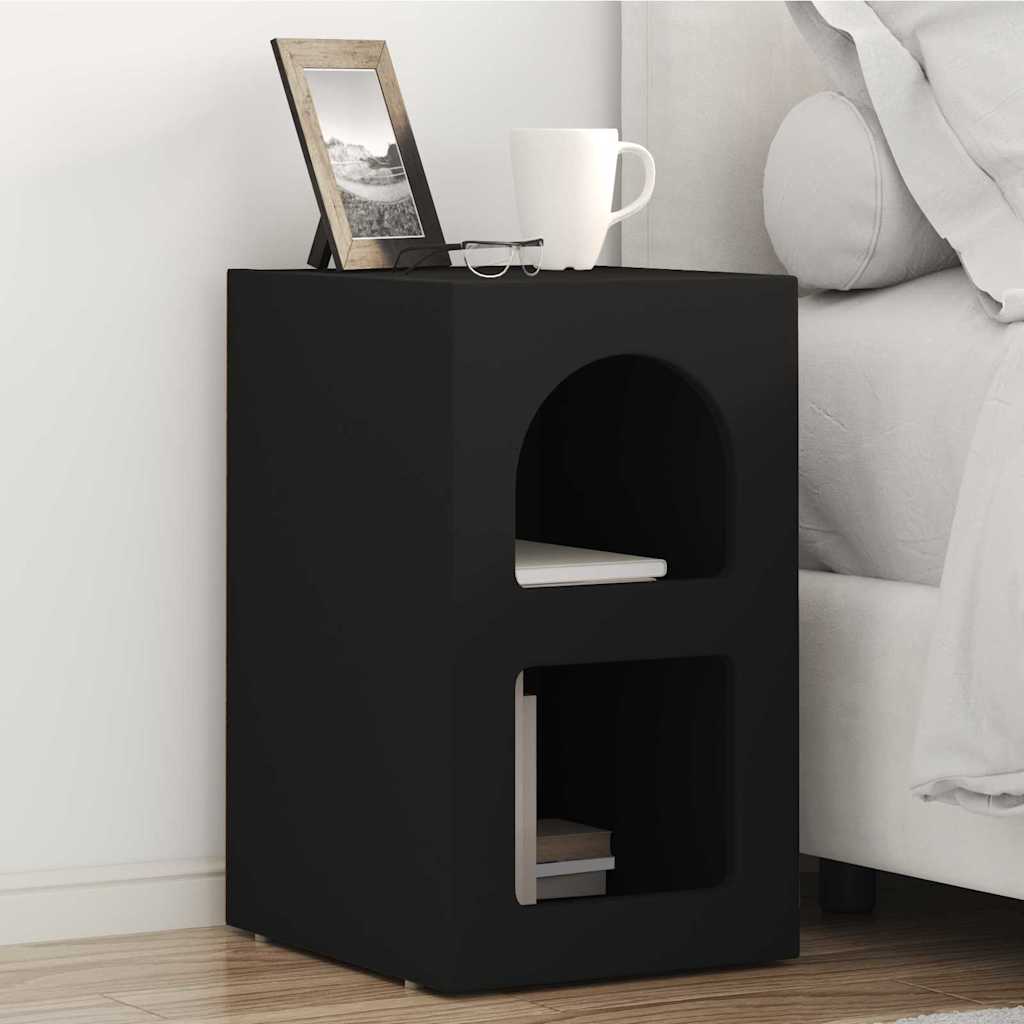 vidaXL Κομοδίνο 2 pcs Μαύρο 29.5 x 35 x 50 εκ Επεξεργασμένο ξύλο
