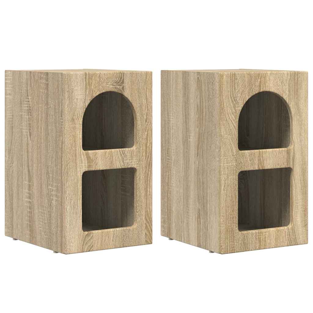 vidaXL Κομοδίνο 2 pcs Δρύς Sonoma 29.5 x 35 x 50 εκ Επεξεργασμένο ξύλο