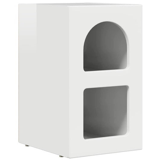 vidaXL Κομοδίνο Υψηλής γυαλάδας λευκό 29.5 x 35 x 50 εκ