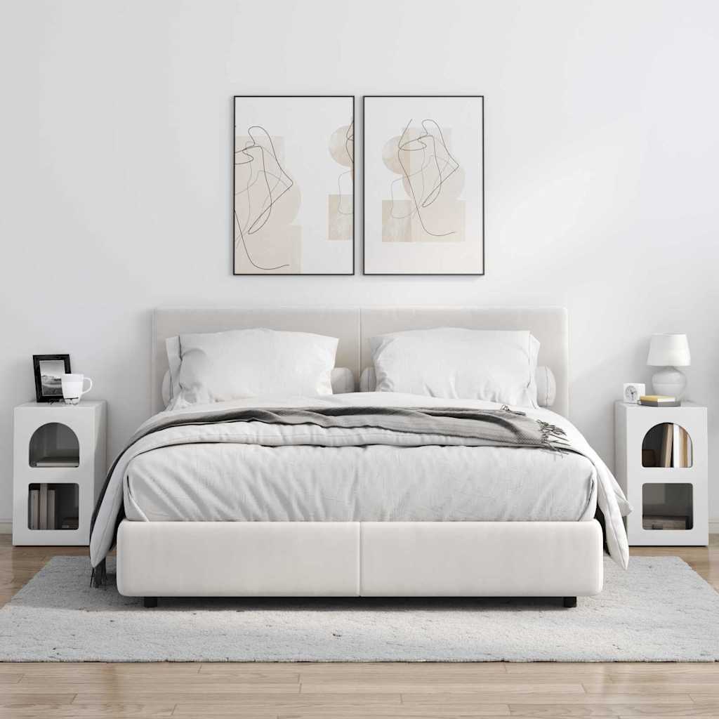 vidaXL Κομοδίνο 2 pcs Υψηλής γυαλάδας λευκό 29.5 x 35 x 50 εκ