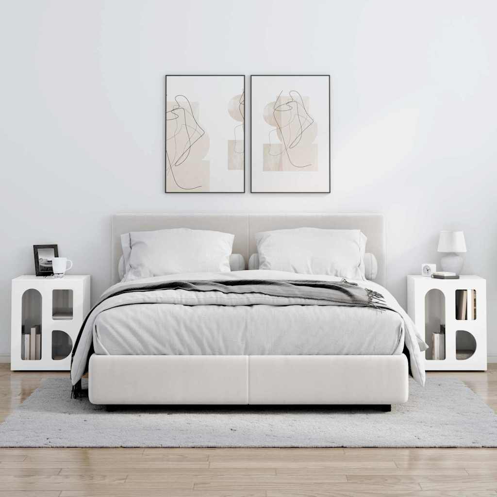 vidaXL Κομοδίνο 2 pcs Υψηλής γυαλάδας λευκό 40 x 35 x 50 εκ.