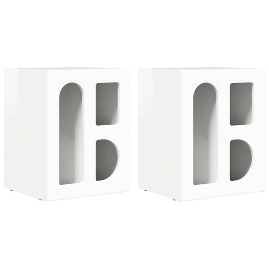 vidaXL Κομοδίνο 2 pcs Υψηλής γυαλάδας λευκό 40 x 35 x 50 εκ.