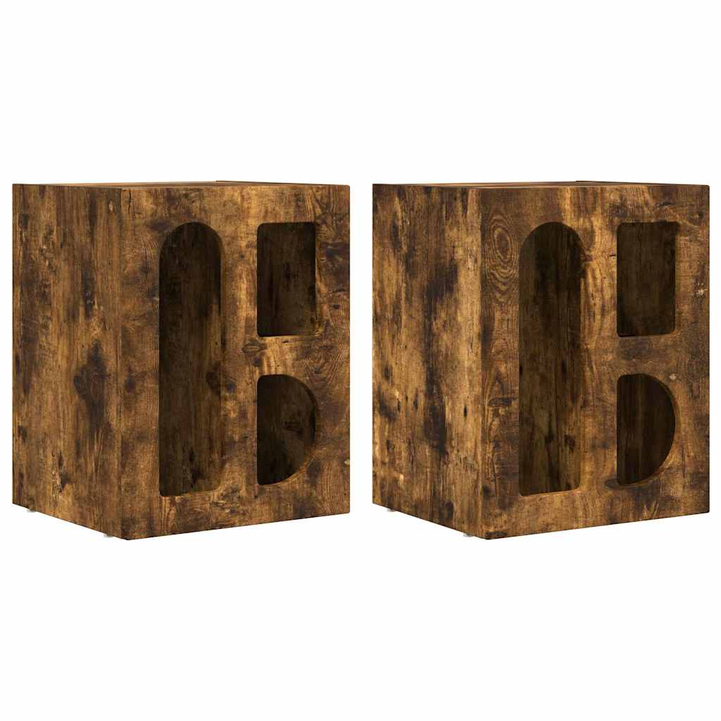 vidaXL Κομοδίνο 2 pcs Καπνιστό Δρύς 40 x 35 x 50 εκ.