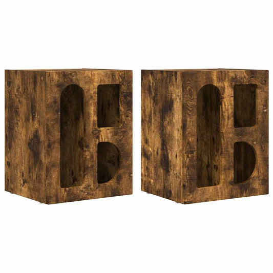 vidaXL Κομοδίνο 2 pcs Καπνιστό Δρύς 40 x 35 x 50 εκ.